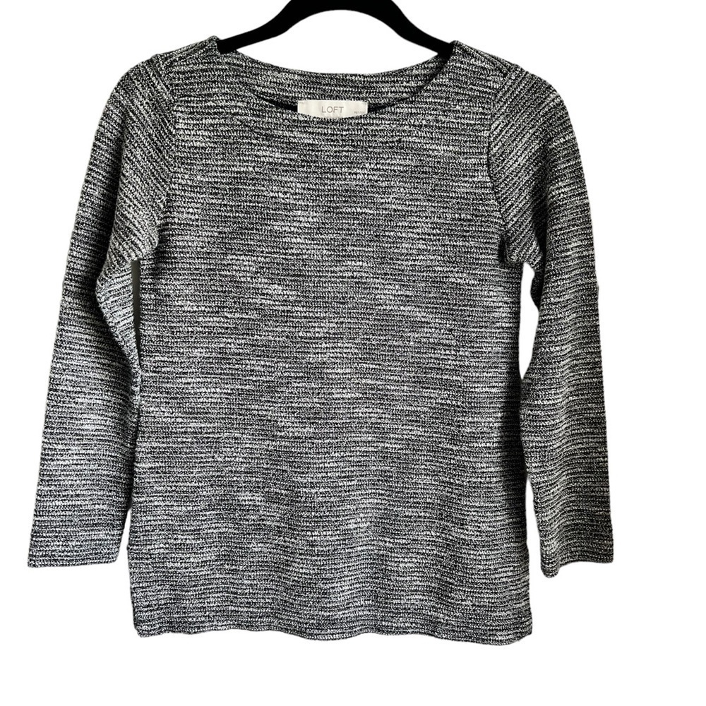 Loft Petites Women’s Lightweight Black/Gray Sweater. Size XXSP
